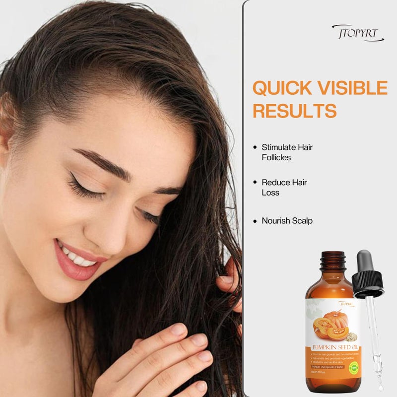 Jtopyrt زيت بذور اليقطين العضوي من جيه توبيرت: يرطب الشعر الجاف والتالف، ويعزز نمو الشعر، ويصلح فروة الرأس لجميع أنواع الشعر، 50 مل - Image 3